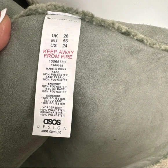 ASOS Design Curve Teddy Trench Coat Green Plus Size 24 - Picture 7 of 8